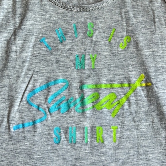 Reebok THIS IS MY SWEAT SHIRT Graphic Heathered Gray Tank Top Size Small New - Picture 5 of 9